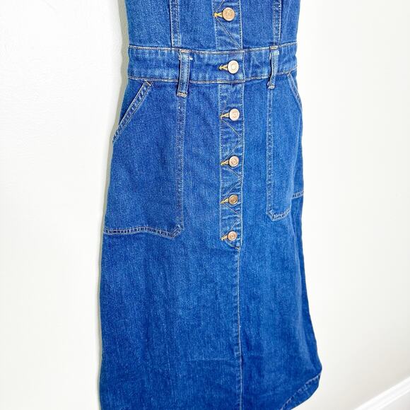 J. Crew Womens Denim Apron Dress Sleeveless Button Front Medium Wash 4 NWT - Picture 5 of 9